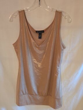 INC International Concepts Shimmery Gold Cowl Neck Tank circa 2000
